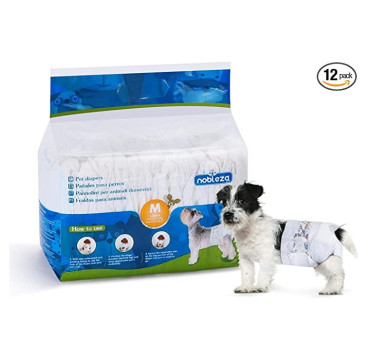 Nobleza 12x Pañales (M) para Perros Desechables Hembra Cachorro Entrenamiento Pañales