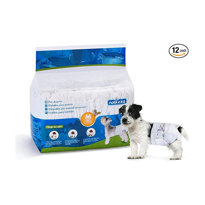 Nobleza 12x Pañales (M) para Perros Desechables Hembra Cachorro Entrenamiento Pañales