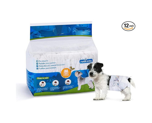 Nobleza 12x Pañales (M) para Perros Desechables Hembra Cachorro Entrenamiento Pañales