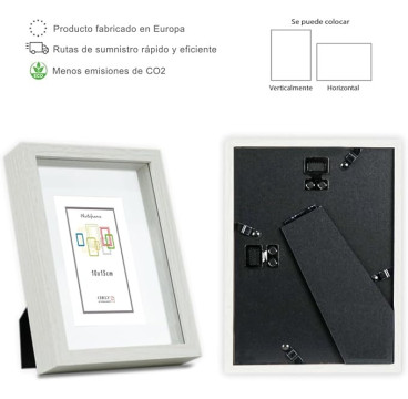 Marco con profundidad 10x15cm - 30x40cm Blanco MOD 3503 de madera con paspartú.