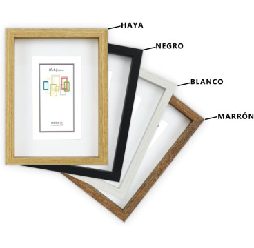 Marco con profundidad 10x15cm - 30x40cm Blanco MOD 3503 de madera con paspartú.