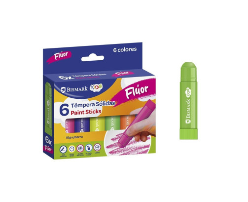 TEMPERAS SOLIDAS COLORES FLUOR 6 UDS
