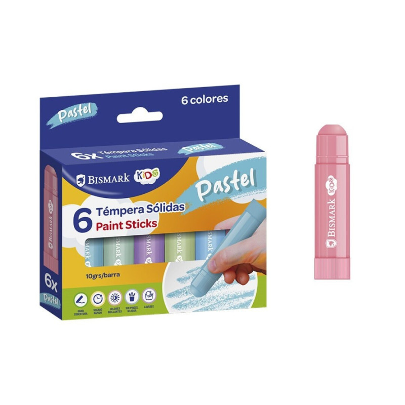 TEMPERAS SOLIDAS COLORES PASTEL 6 UDS