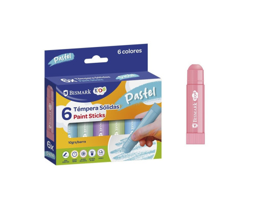 TEMPERAS SOLIDAS COLORES PASTEL 6 UDS