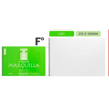 Bloc dibujo espiral 20 hojas liso Folio 100g Marquilla