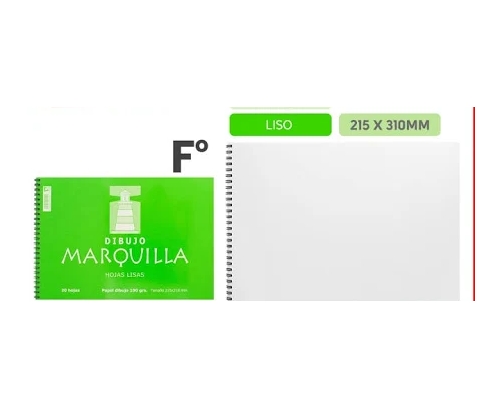 Bloc dibujo espiral 20 hojas liso Folio 100g Marquilla