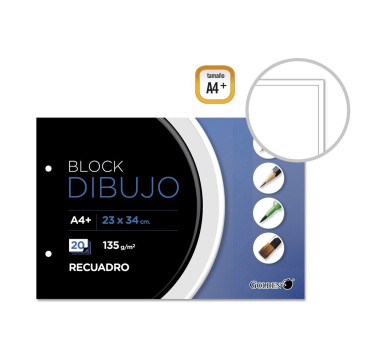 Golden Cuaderno Dibujo Encolado 20 Hojas A4+  135grs
