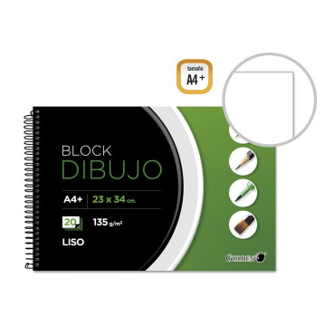 Golden Cuaderno De Dibujo A4+ 135 Gr. 20 Hojas Liso Golden 324277
