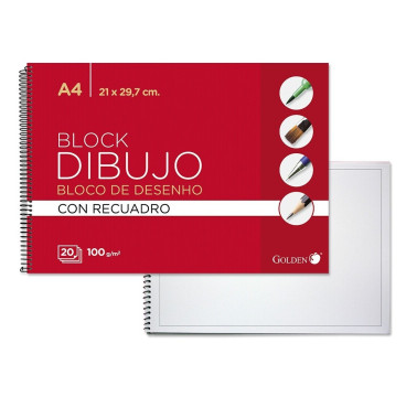 Golden Cuaderno De Dibujo A4 Con Recuadro