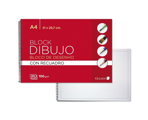 Golden Cuaderno De Dibujo A4 Con Recuadro