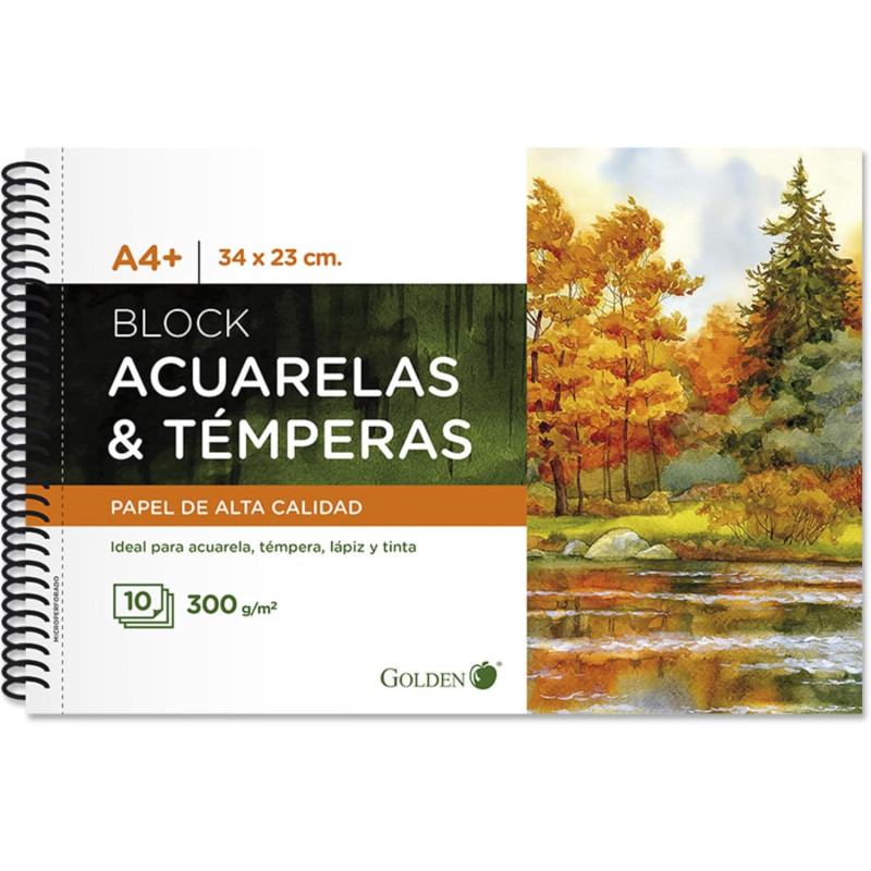 Cuaderno De Dibujo Golden A4+ Acuarelas & Temperas