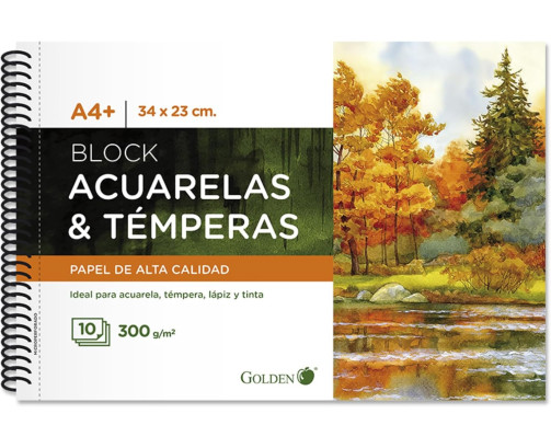 Cuaderno De Dibujo Golden A4+ Acuarelas & Temperas