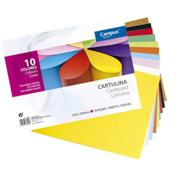 Campus College - 10 Hojas Papel Cartulina de Colores, Papel Manualidades