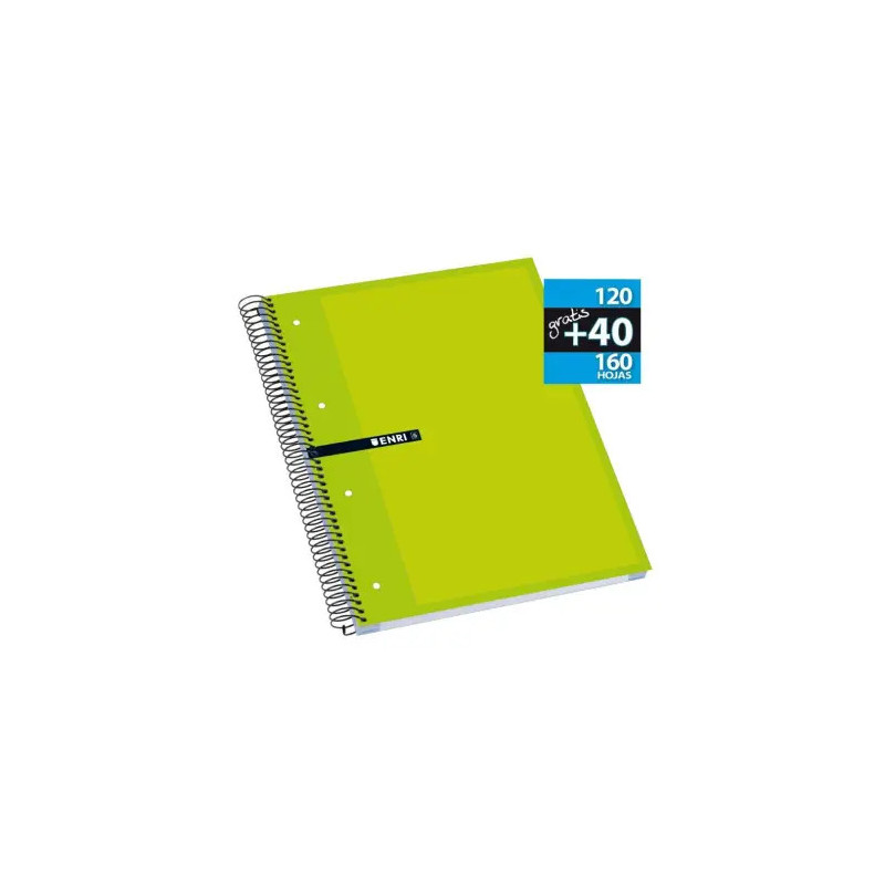 Enri，cuaderno notebook, libreta escolar A4 ，5 Franjas de Colores, A4 210 x 297 mm, 160 Hojas