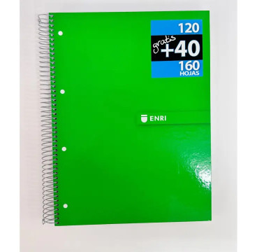Enri，cuaderno notebook, libreta escolar A4 ，5 Franjas de Colores, A4 210 x 297 mm, 160 Hojas