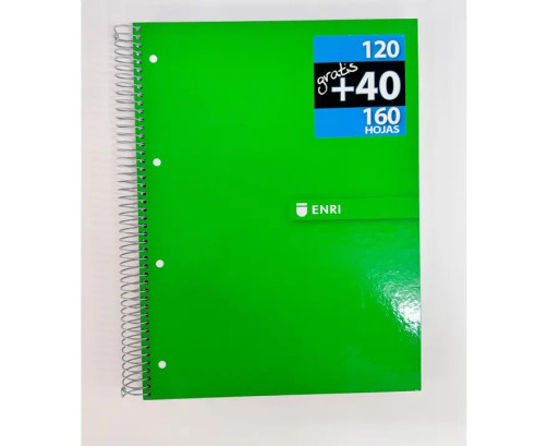 Enri，cuaderno notebook, libreta escolar A4 ，5 Franjas de Colores, A4 210 x 297 mm, 160 Hojas