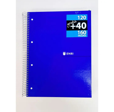 Enri，cuaderno notebook, libreta escolar A4 ，5 Franjas de Colores, A4 210 x 297 mm, 160 Hojas