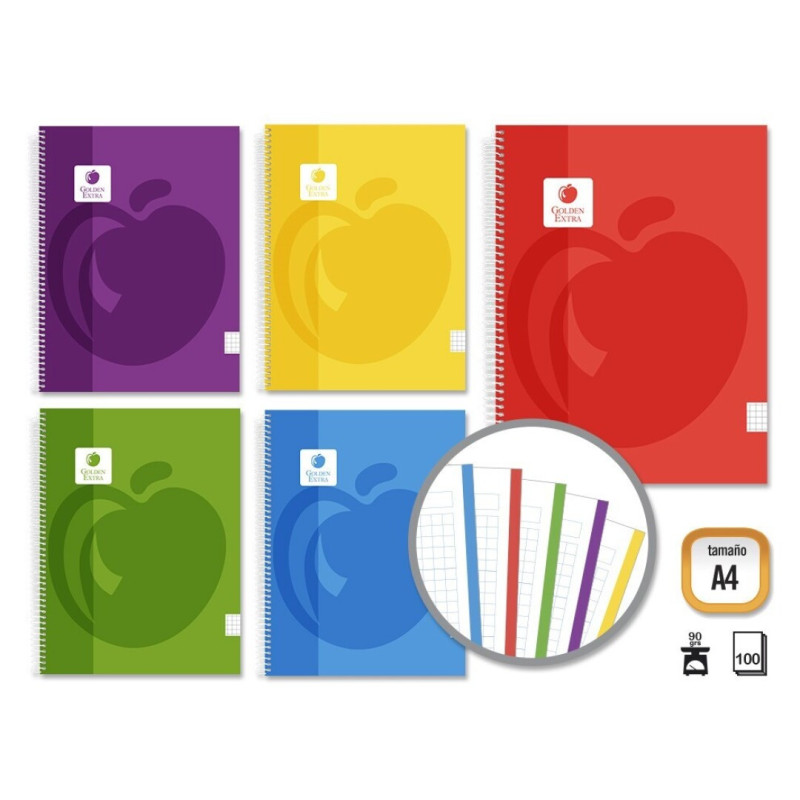 Golden Cuaderno Tapa Plastico. A4 100 H. 90GR.