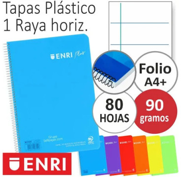 Enri Cuaderno A4 Espiral Formato Folio 1 Linea (PACK 1 UDS)