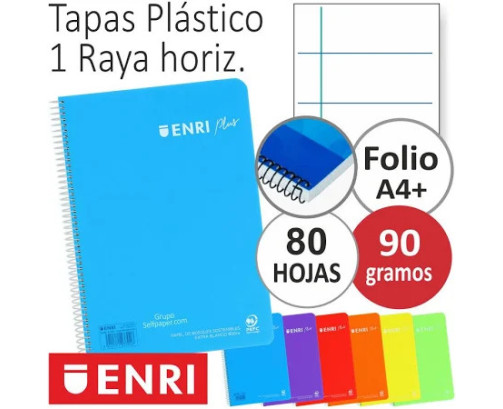 Enri Cuaderno A4 Espiral Formato Folio 1 Linea (PACK 1 UDS)