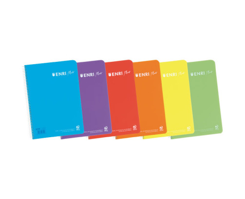 Enri Cuaderno A4  Tapa de Plástico Espiral 4x4 con margen 80 Hojas 90gr  (PACK 1UDS)