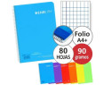 Enri Cuaderno A4  Tapa de Plástico Espiral 4x4 con margen 80 Hojas 90gr  (PACK 1UDS)