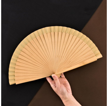 Abanicos Madera 23 CM con caja color Natural
