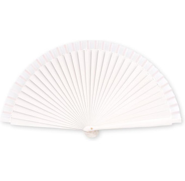 Abanico blanco liso madera 23cm