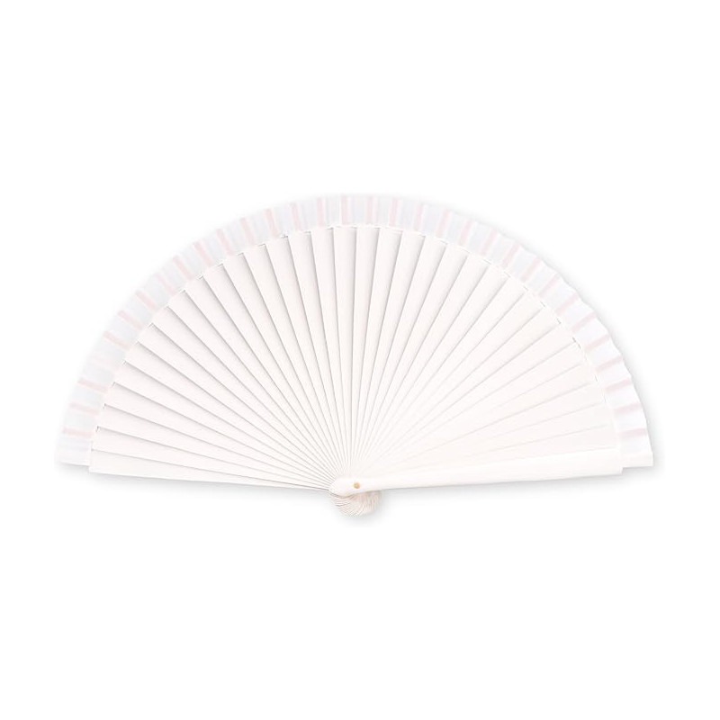 Abanico blanco liso madera 23cm