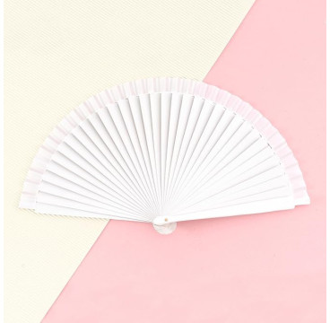 Abanico blanco liso madera 23cm