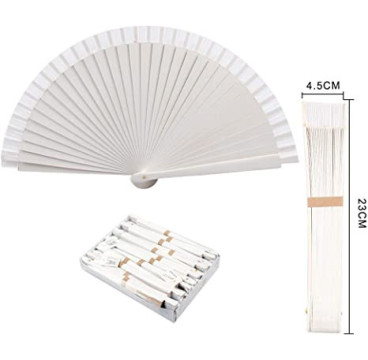 Abanico blanco liso madera 23cm