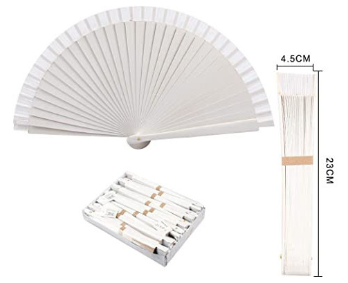 Abanico blanco liso madera 23cm