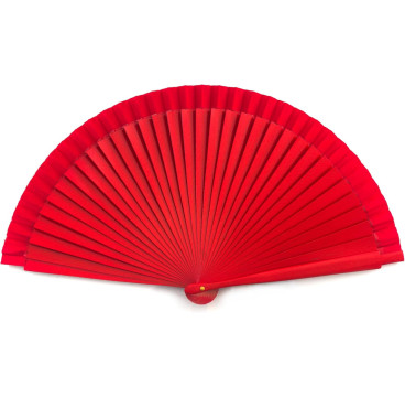 Abanico Rojo liso madera 23cm