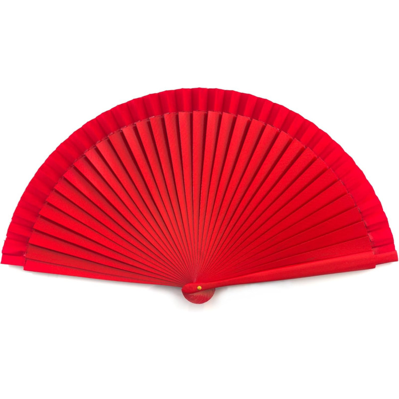 Abanico Rojo liso madera 23cm