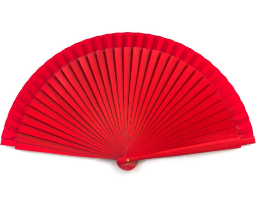 Abanico Rojo liso madera 23cm