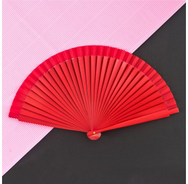 Abanico Rojo liso madera 23cm