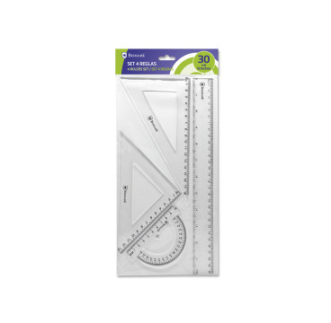 set bismark de 4 reglas transparentes 30 cm