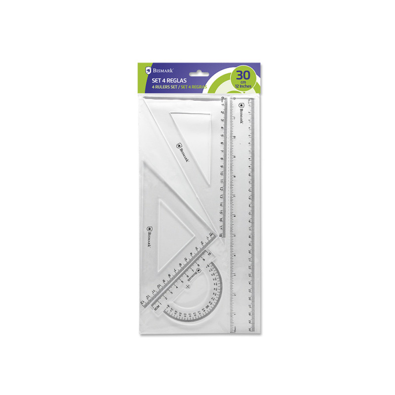 set bismark de 4 reglas transparentes 30 cm