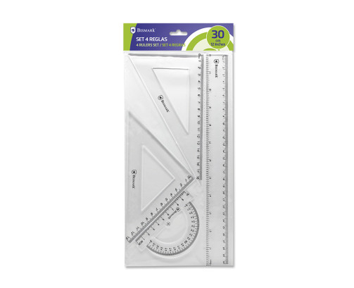 set bismark de 4 reglas transparentes 30 cm