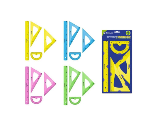 SET 4 REGLAS PVC NEON GLOW IN THE DARK 30 CM