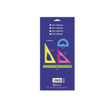 SET 4 REGLAS PVC NEON GLOW IN THE DARK 30 CM