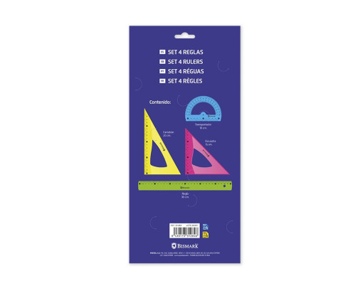 SET 4 REGLAS PVC NEON GLOW IN THE DARK 30 CM