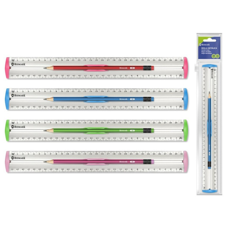 Regla metalica 30 cm c / lapicero