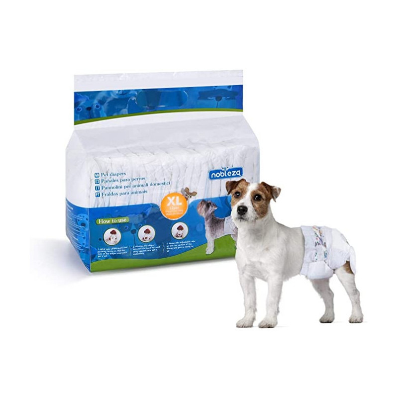Nobleza 12x Pañales para Perros Desechables Hembra Cachorro Entrenamiento Paquete de 12,(XL)