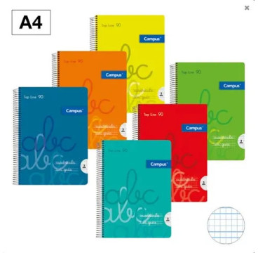 Cuaderno Espiral A4 4mm Pautado Tapa Plastico Campus
