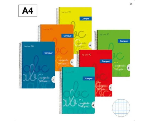 Cuaderno Espiral A4 4mm Pautado Tapa Plastico Campus