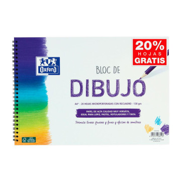 Bloc de dibujo A4 plus con recuadro 20 hojas 130gr. Oxford