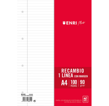 recambio a4 horizontal 100h 90gr enri