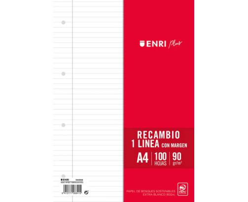 recambio a4 horizontal 100h 90gr enri