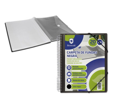 Bismark Carpeta con 20 Fundas Transparentes - Formato A4 - Incluye Sobre Portadocumentos